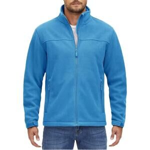 MAGCOMSEN Full Zip Jacket Blue Fleece Mens Casual Outerwear Zip Pockets Sz‎ 2XL